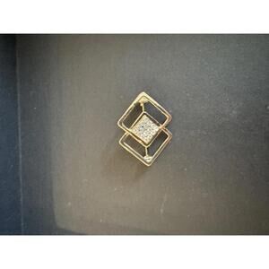 Vintage Gold Tone Geometric Brooch with Rhinestones